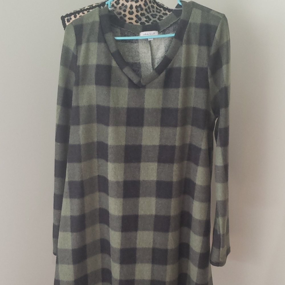 Plaid fleece dress